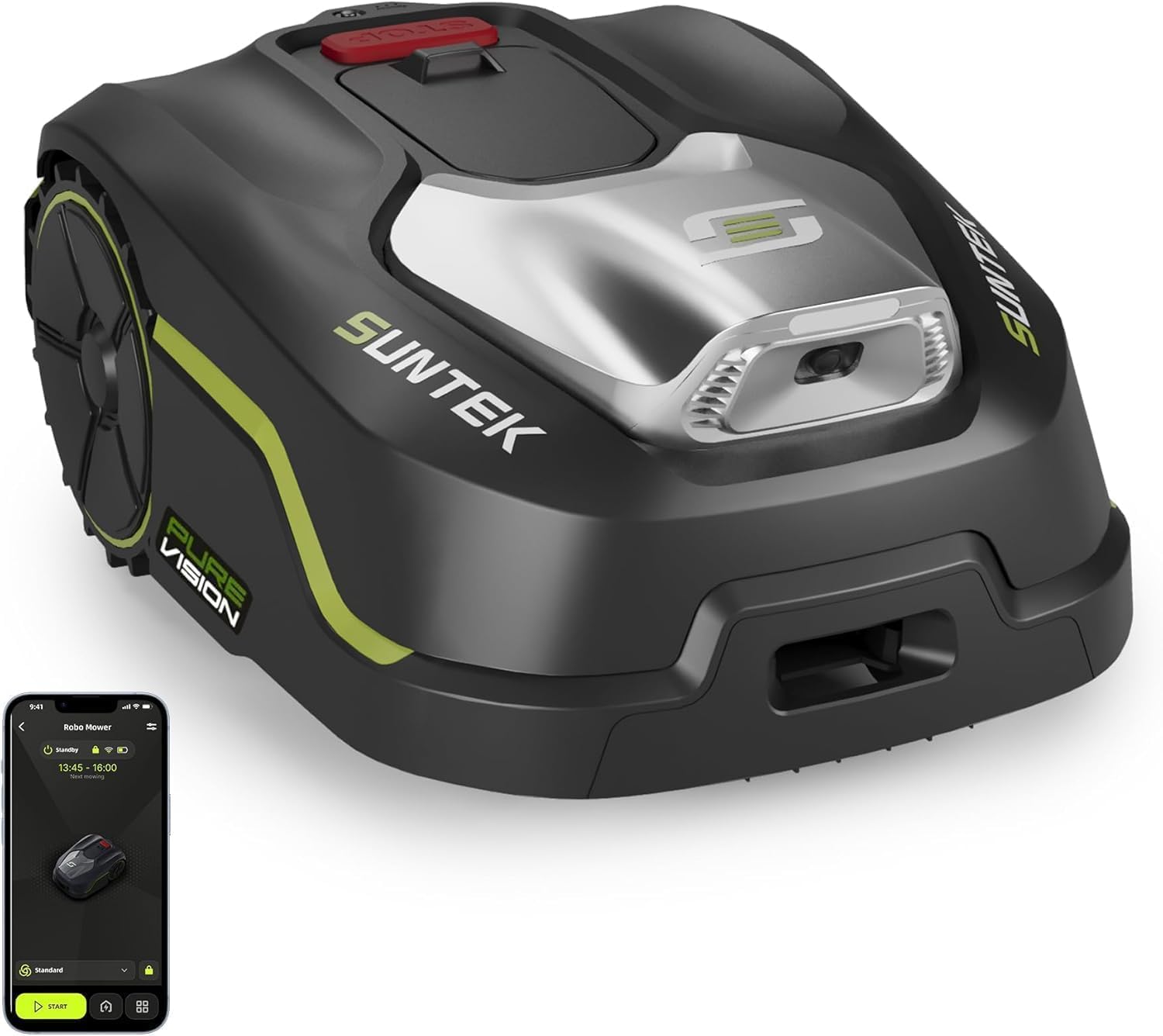 Suntek SRM2050 Robotic Lawnmower without Boundary Cable, AI Pure Vision Lawn Mower Robot for 500 m² with Automatic Mapping, 35% Gradient, IPX5 Waterproof Rating, Automatic Mapping, App Control