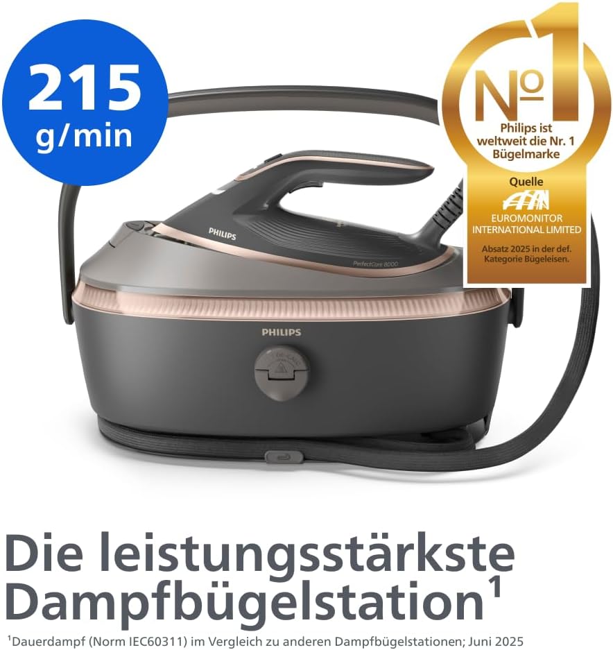 Philips Dampfbügelstation PerfectCare 8000 Serie, Schwarz, 3120 W