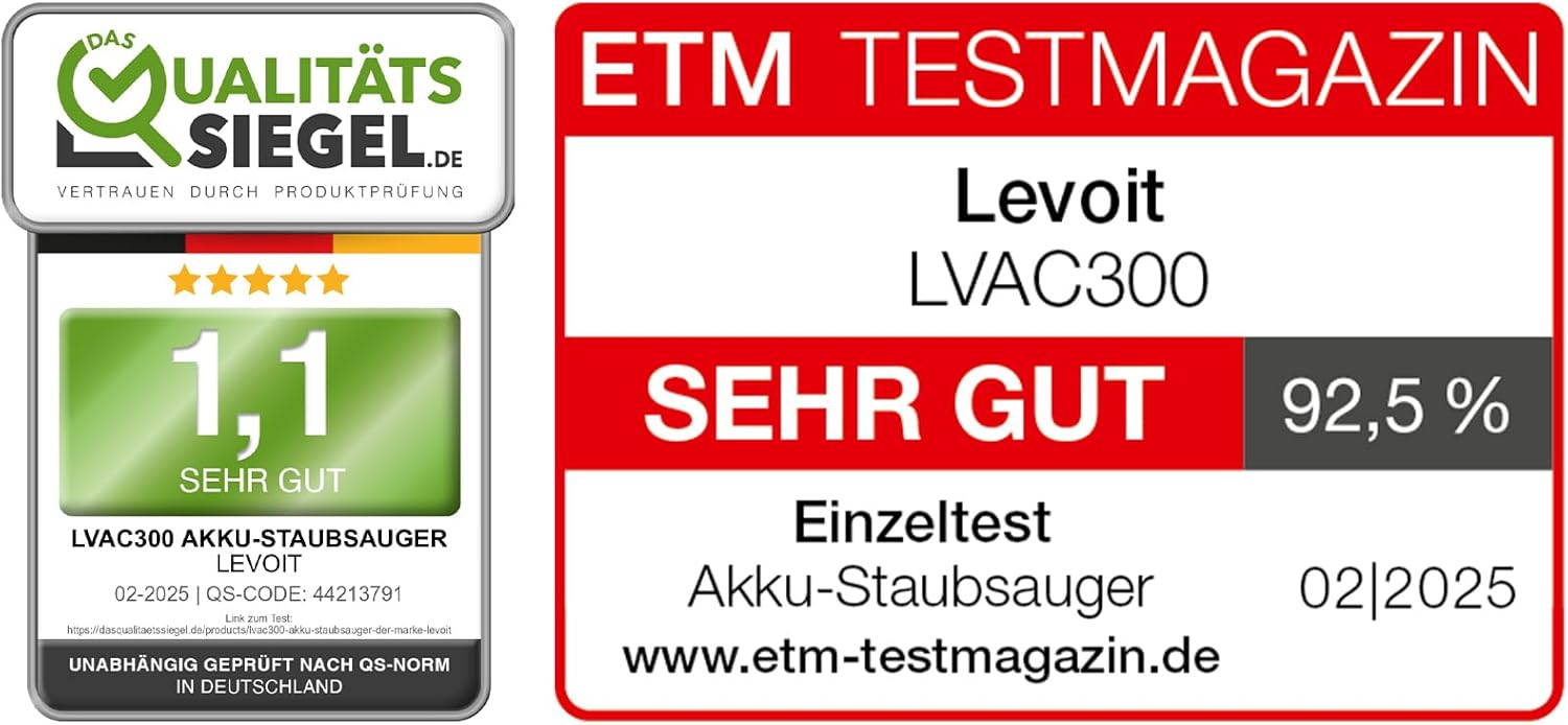 Levoit LVAC-300 Cordless Vacuum Cleaner 99.9% Dust Collection Pet Hair HEPA Filter Blue 150sqm Battery Powered