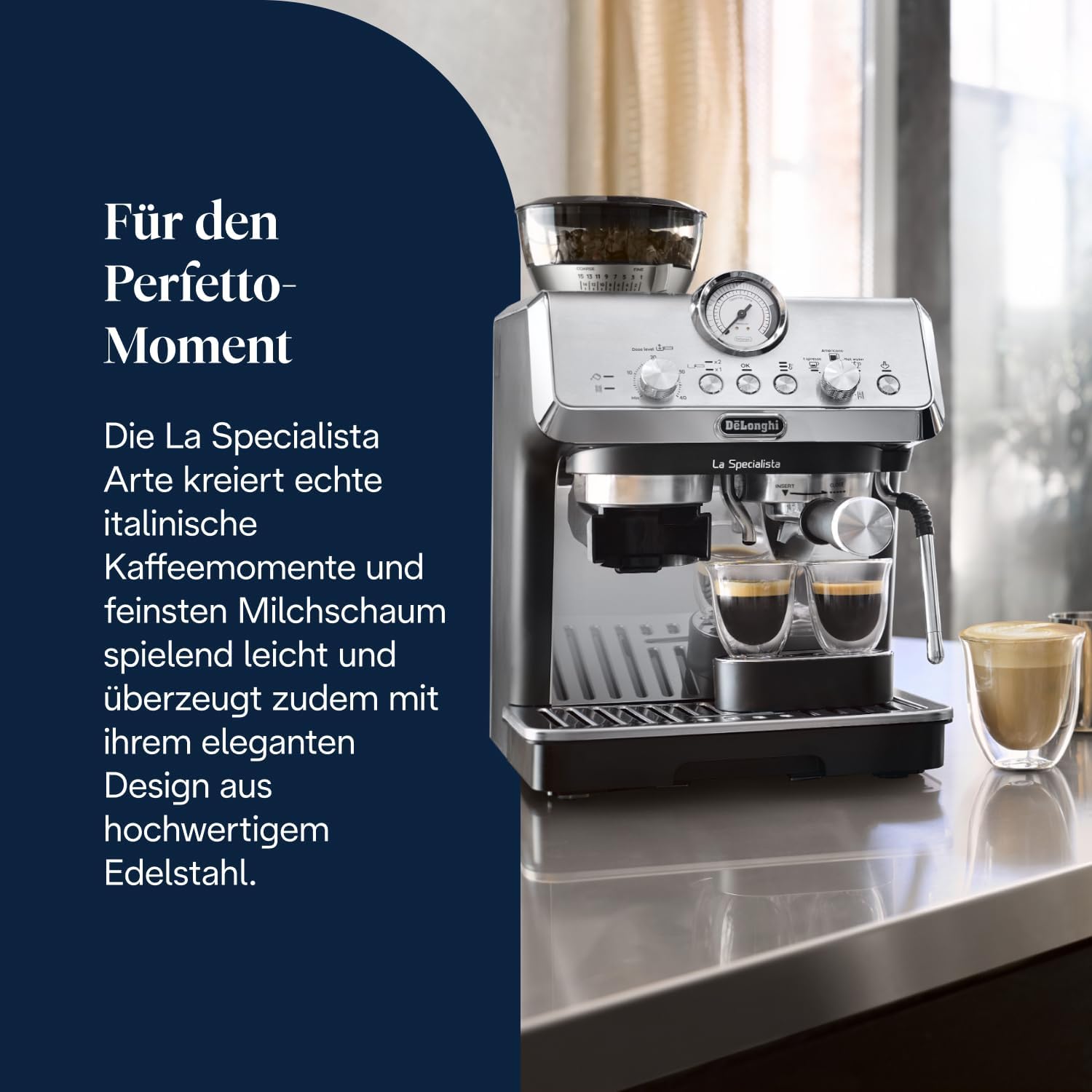 DeLonghi La Specialista Arte EC9155.MB Espresso Machine with Grinder 8 Levels 15 Bar 1550W Stainless Steel Black
